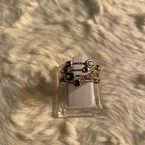 Genuine dipped in S925 Stamped inside Silver Color Rings with colourful CZ size7